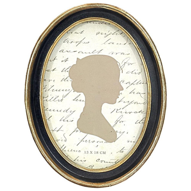 AELS 5x7 Inch Vintage Picture Frame, Elegant Antique Photo Frames with Glass Front, Photo Display, Tabletop Wall Hanging, Gift Ideas, Black Oval with Gold Trim