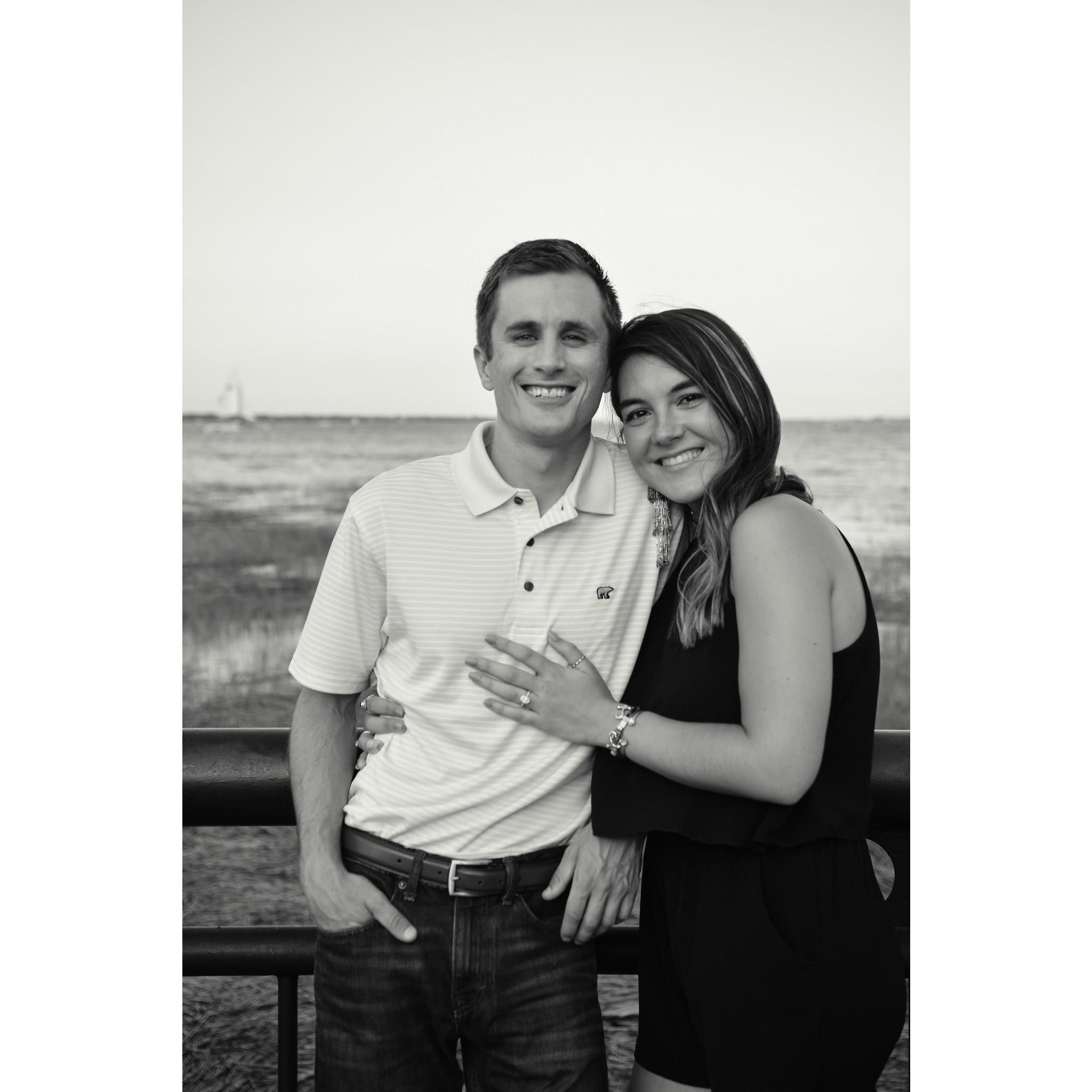 Me casually showing off my ring for proposal photos.