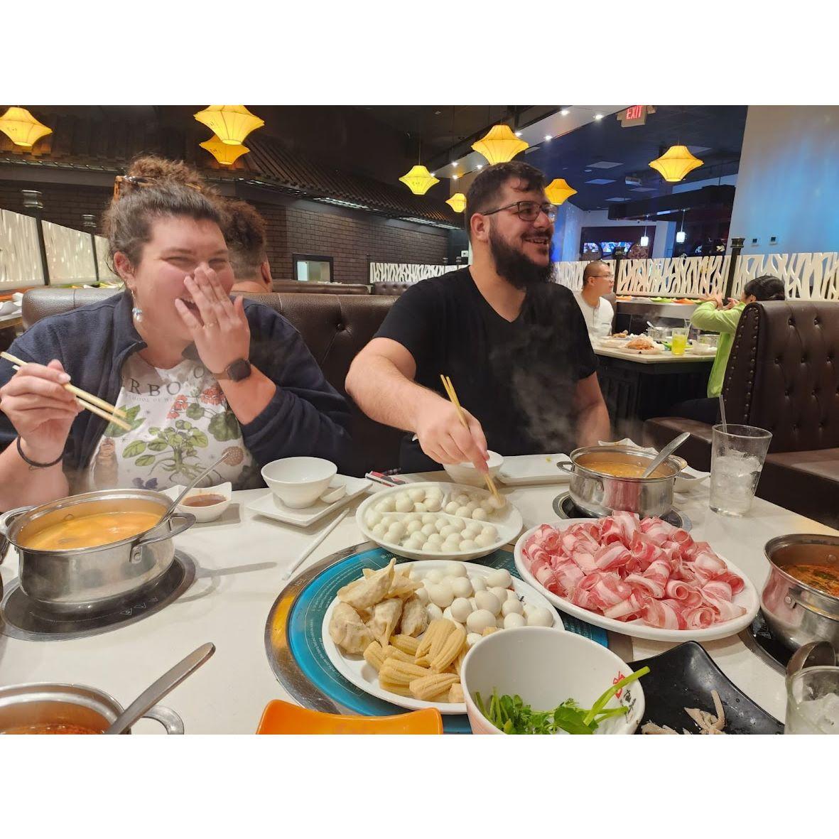 One of the many times enjoying all of the quail eggs at our favorite Korean Hot Pot restaurant, Spring 2024