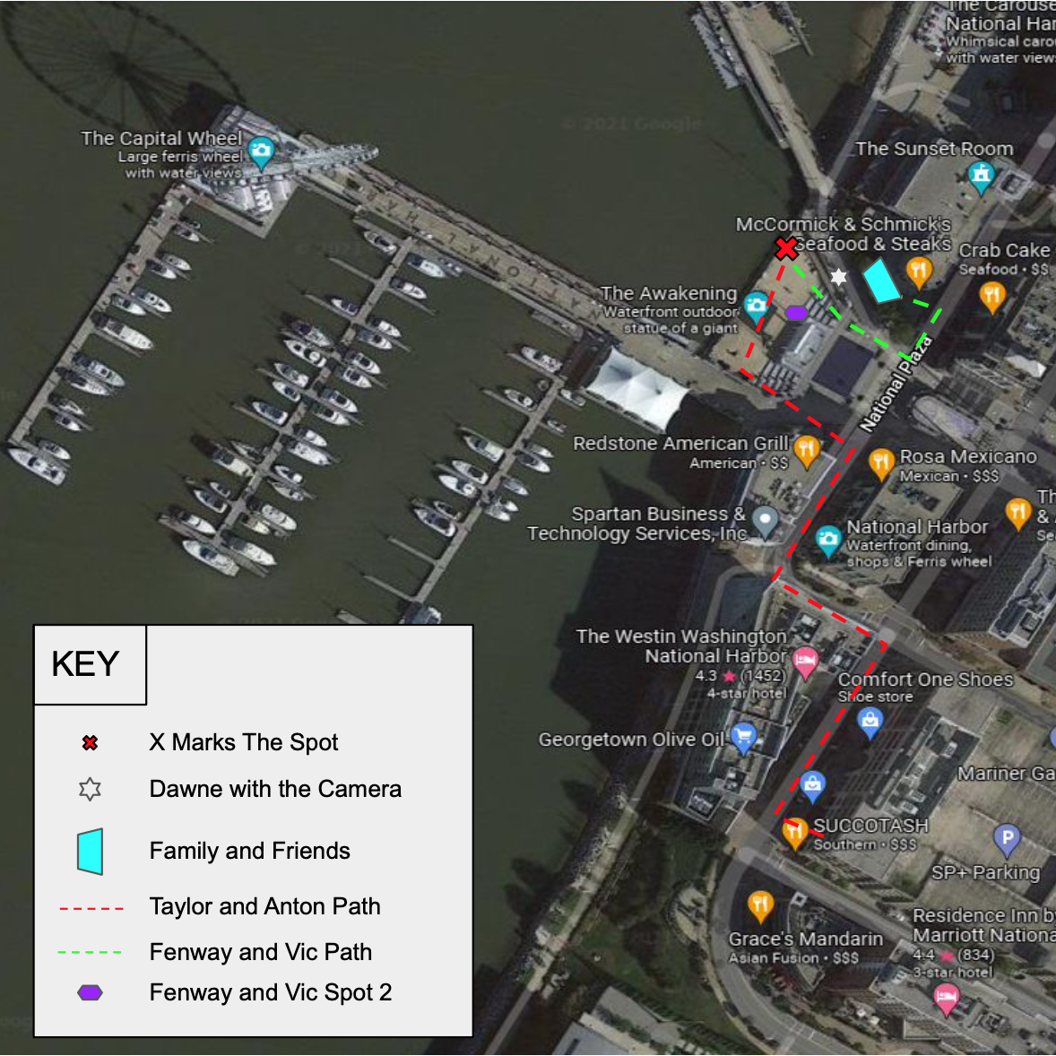 The map Anton made and sent out to family and friends to watch the proposal from afar!