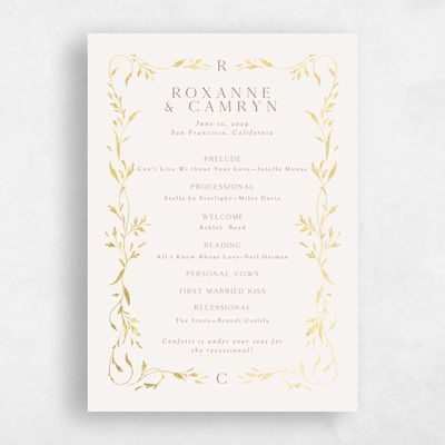Light Oatmeal, Beige Wedding Program - Clarissa Foil