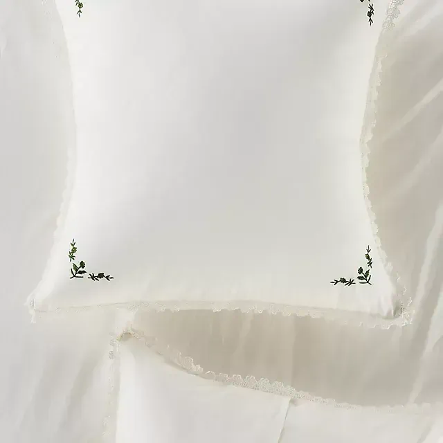 Leslie Cotton Percale Floral Embroidered Euro Sham
