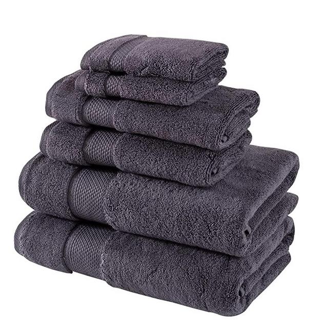 Turkish Towels Luxury Hotel-Spa Towel Set, Non-GMO 100% Turkish Cotton | Ultra Soft Plush Absorbent Towels (Charcoal, 6 Pcs Towel Set)