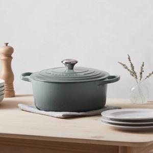 Le Creuset Enameled Cast Iron Signature Round Dutch Oven, 7.25 qt., Sea Salt
