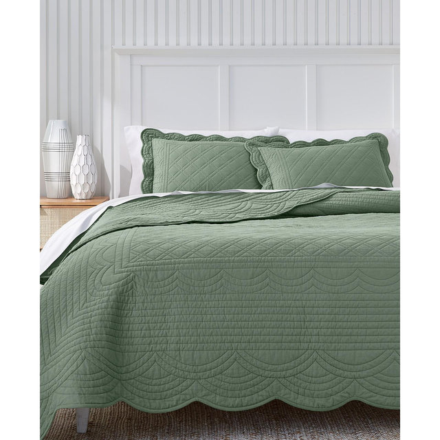 Charter Club Bailey Scallop 3-Pc. Quilt Set, King, Exclusively at Macy's