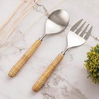 2-Piece Stainless Steel & Wood Handle Salad Set