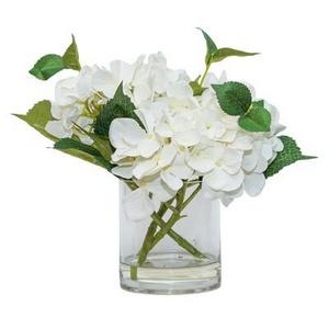 Artificial Hydrangea Arrangement in Glass Pot White 11" - Lloyd & Hannah