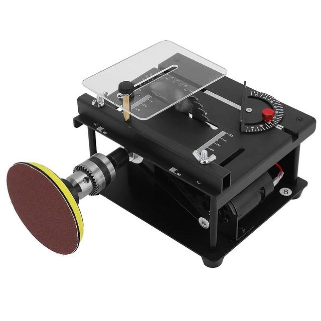 Table Saw, Multi-Functional Mini Precision Table Saws Electric Desktop Saws DIY Wood Working Cutting Tool for DIY Handmade Wooden Model Crafts Woodworking Plastic Cutting(black)