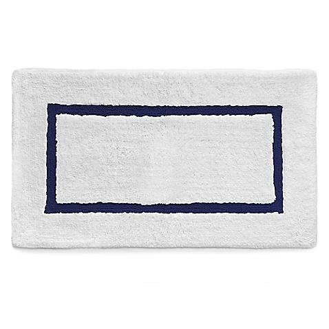 Kassatex Baratta Turkish Cotton Bath Rug in White/Navy