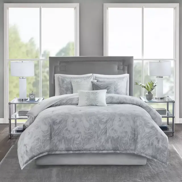 Madison Park Emory 6-Piece King/California King Duvet Cover Set in Grey