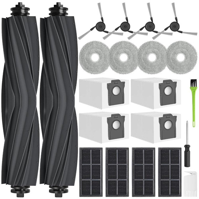 DrRobor 21PCS Replacement Parts for Dreame X40 Ultra / L40 Ultra, Accessory Kit for MOVA P10 Pro Ultra Includes Dual Main Brush, HEPA Filters, Mop Pads, Side Brushes, Dust Bag and Cleaning Tools