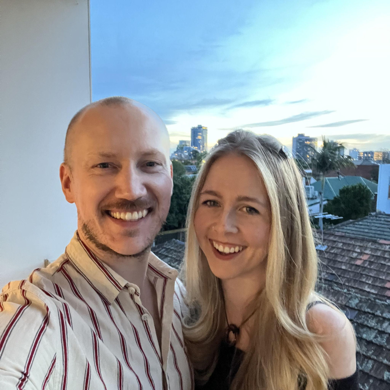 Wee selfie on our balcony in Melbourne