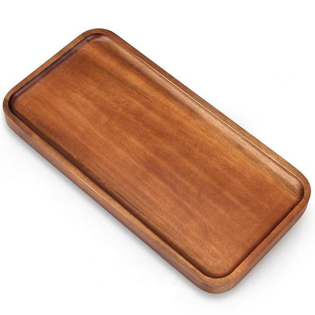 Acacia Wood Platters Small 12"x6" Long Charcuterie Board Rectangle Decorative Tray Wooden Serving Platter for Food Appetizer Cake Plates Kitchen Dish Cheese Boards Rectangular Snack Dessert Trays