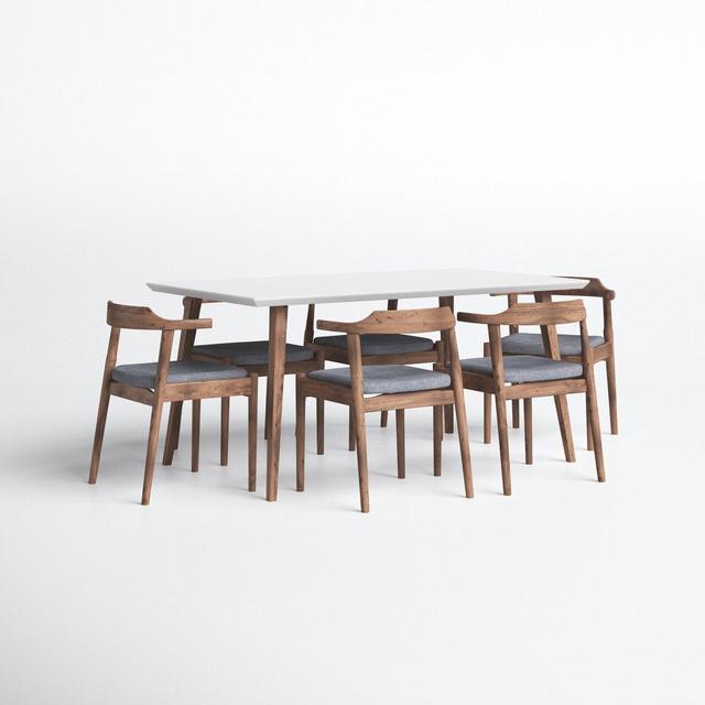 Carlyle 6 - Person Eucalyptus Solid Wood Dining Set