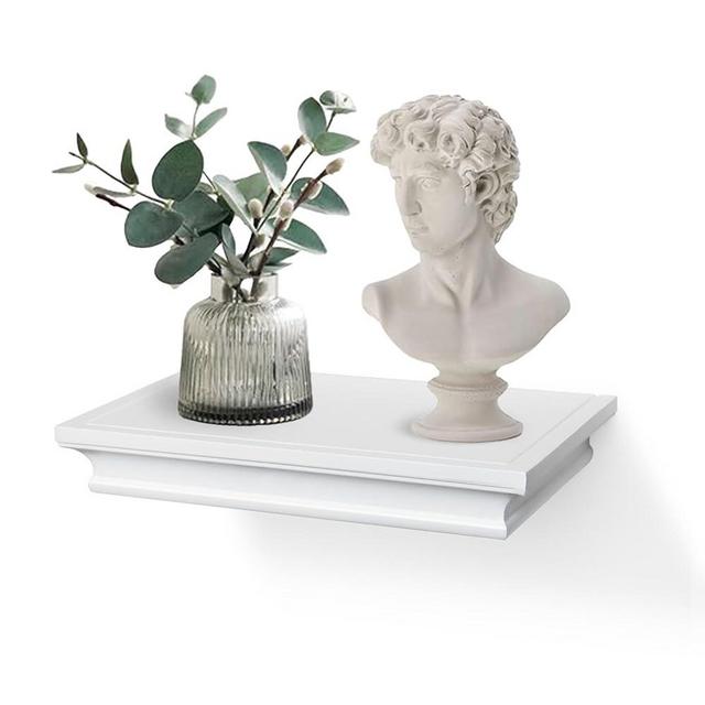 AHDECOR White Floating Shelves Wall Mounted, Deeper Wall Storage Shelf for Home Décor, Super Sturdy, Easy to Install, 12” Wide, 7.75” Deep