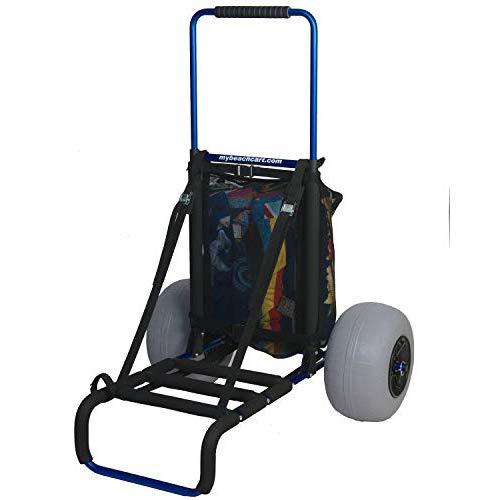 Mybeachcart Foldable Beach Cart Trolley Big Wheels Balloon Tires for Sand Heavy Duty