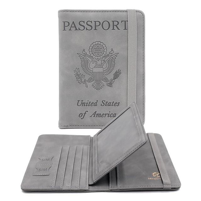 Melsbrinna Rfid Passport Holder for Travel women/Men, Cute Passport Wallet Rfid Blocking Card Slots, Rfid Passport Cover/CaseTravel Wallet, Passport Book Holder (1, Grey1)