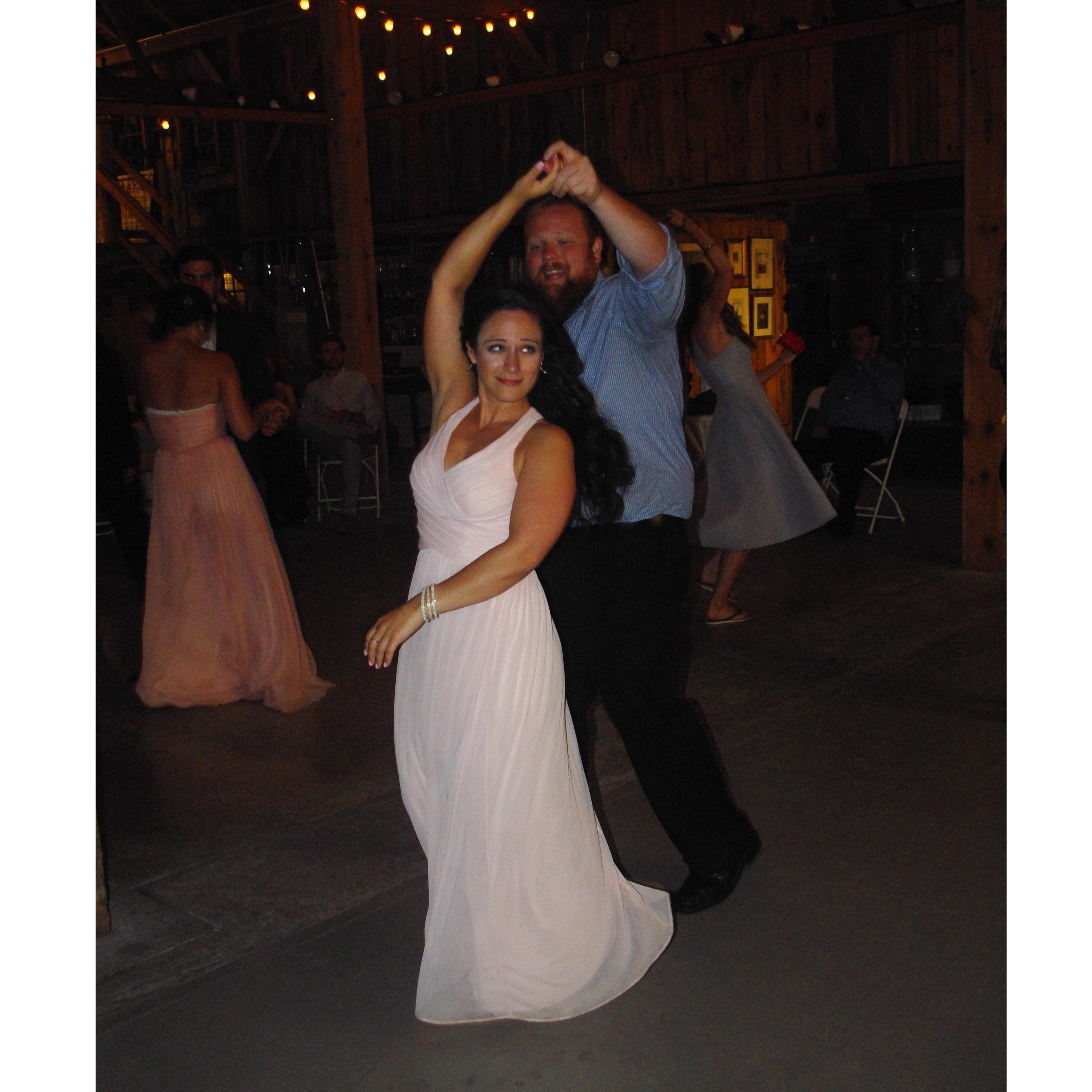 Caught dancing at Natalie's sister's wedding.