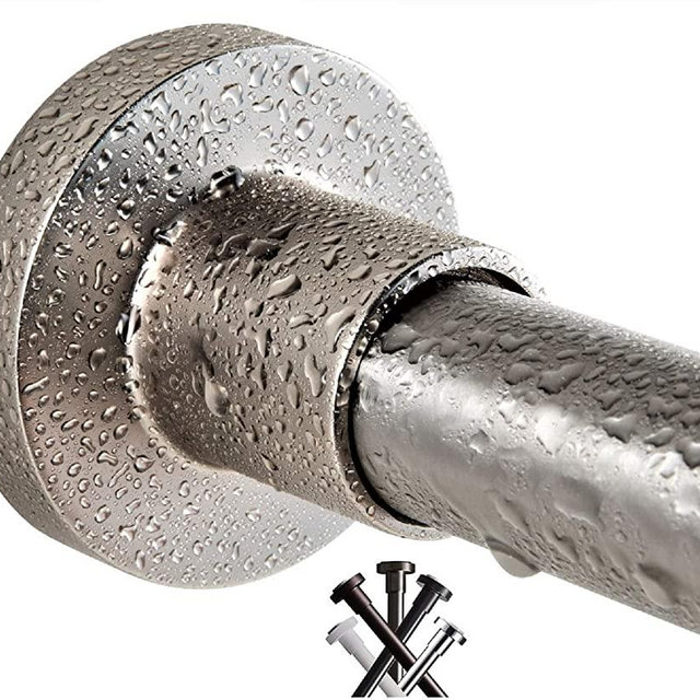 BRIOFOX Tension Curtain Rod 43-73 Inches Brushed Nickel, Never Rust and Non-Slip and Heavy Duty Shower Curtain Rod, 304 Stainless Steel