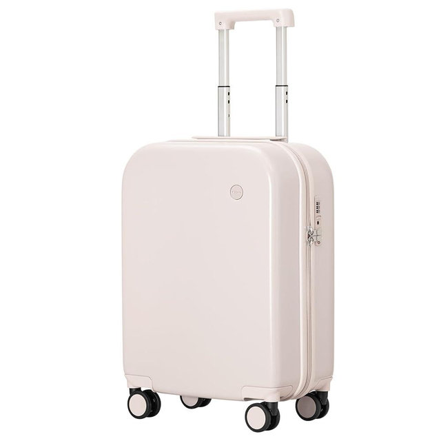 mixi Carry on Luggage, 20'' Suitcase Spinner Wheels Luggage Hardshell Lightweight Rolling Suitcases PC with Cover & TSA Lock for Business Travel, Off White（Slight Pink）