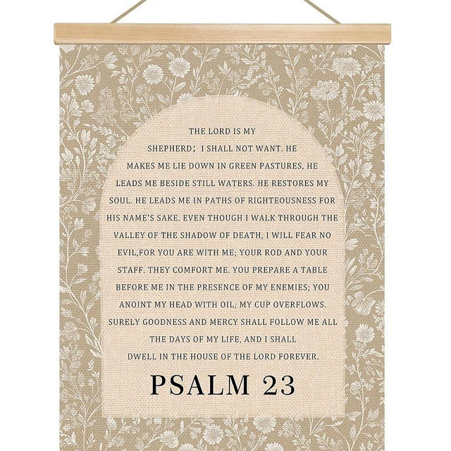 You Found a Duck Psalm 23 Bible Verse Wall Art, Christian Scripture Poster, Rustic Linen Hanging Poster for Religious Home Décor, Inspirational Faith Gift for Church, Office or Prayer Room, 14x18.5 Inch(Js05)