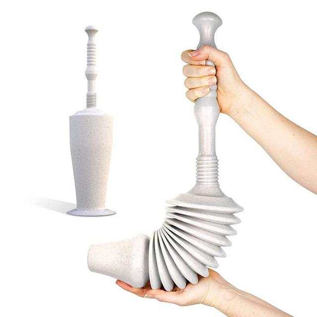 Luigi's The World's Best Toilet Plunger: Heavy Duty Toilet Unblocker to fit All Toilets, Clears and unblocks with a Powerful Bellows (Grey with Holder)
