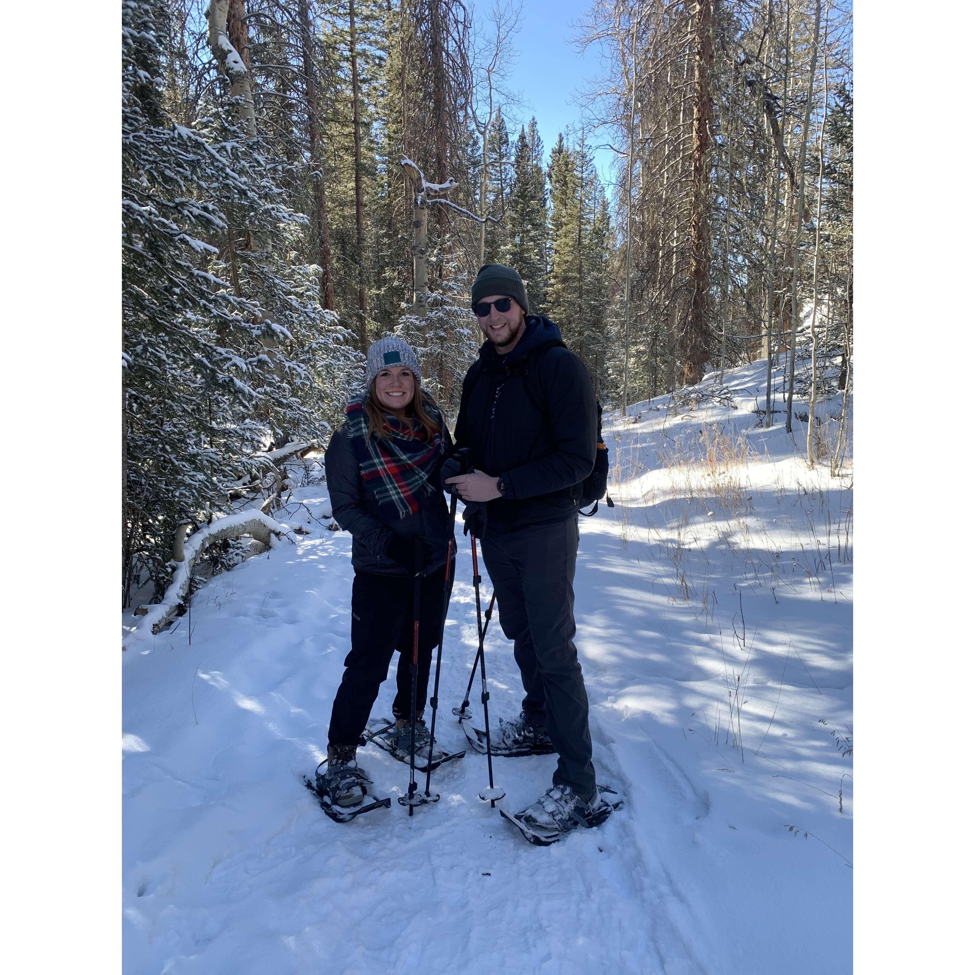 Our first time snow shoeing together. December 2021, CO