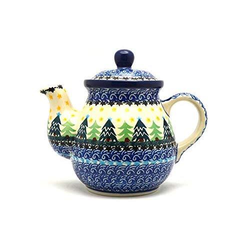 Polish Pottery Gooseneck Teapot - 20 oz. - Christmas Trees