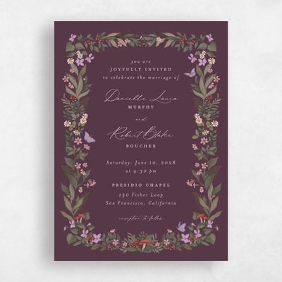 Dark Plum, Purple Wedding Invitation - Eglamore Portrait