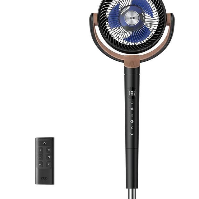 Dreo Standing Fan For Bedroom, 120°+120°Omni-directional Oscillating Fan, 85 ft Circulator With Remote, DC Motor Quiet Pedestal Room Fans, 8 Speeds, 3 Modes, 8H Timer, PolyFan 502 Black