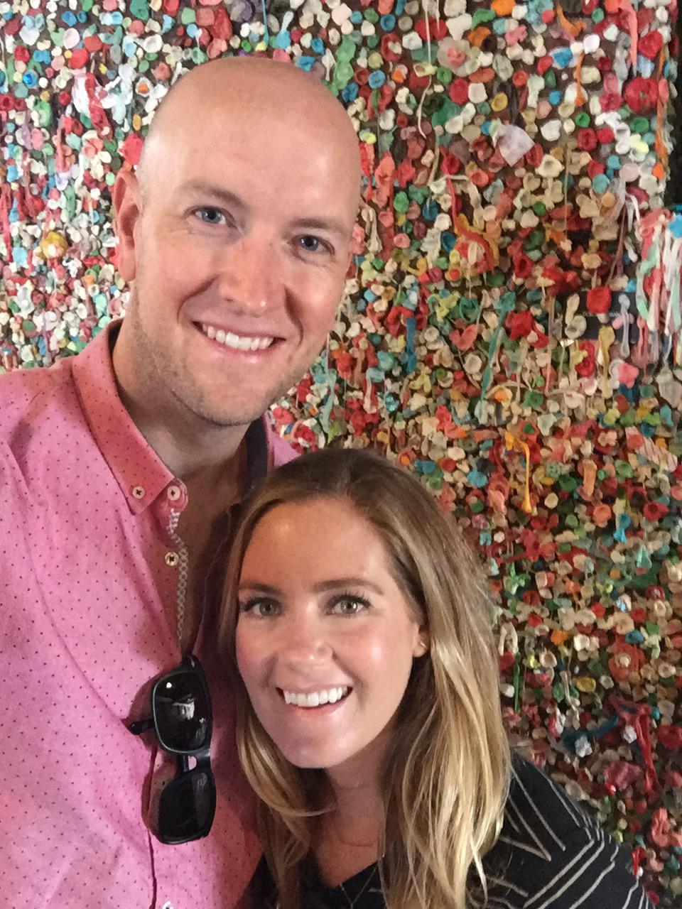 Our first "taste" of our exploring our new city - the gum wall at Pike Place market - 8/8/18