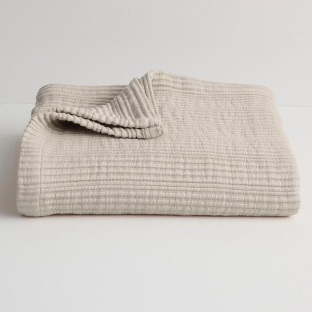 Miryana Stripe Cotton Matelasse Throw Blanket - Natural