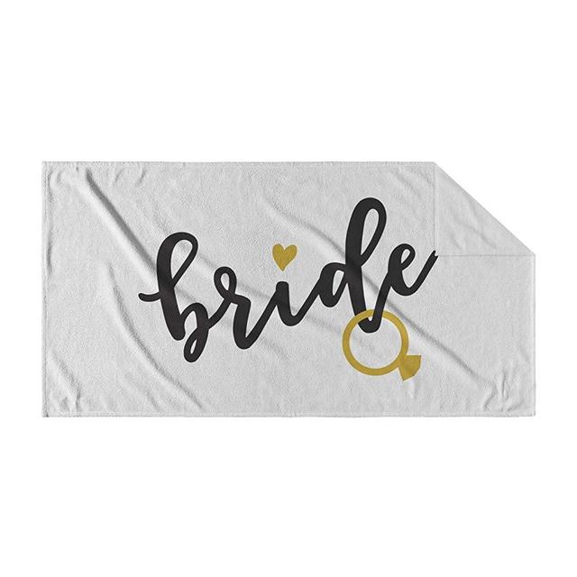 Bride Beach Towel Gold Ring - Beach Bachelorette Party Towel - for Honeymoon or Bride to Be Wedding Gifts