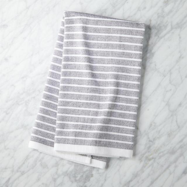 Black Pinstripe Terry Dishtowel