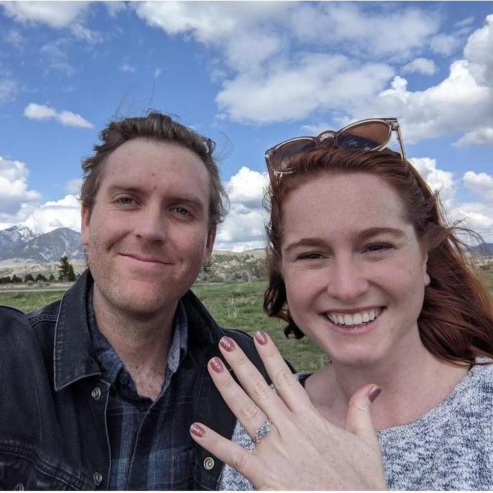 We planned our proposal together.
Chris picked Ellie up from work and went to Pete's Hill to pop the question. Afterwards we drank champagne and ate cheesecake at a fancy bar in Bozeman.