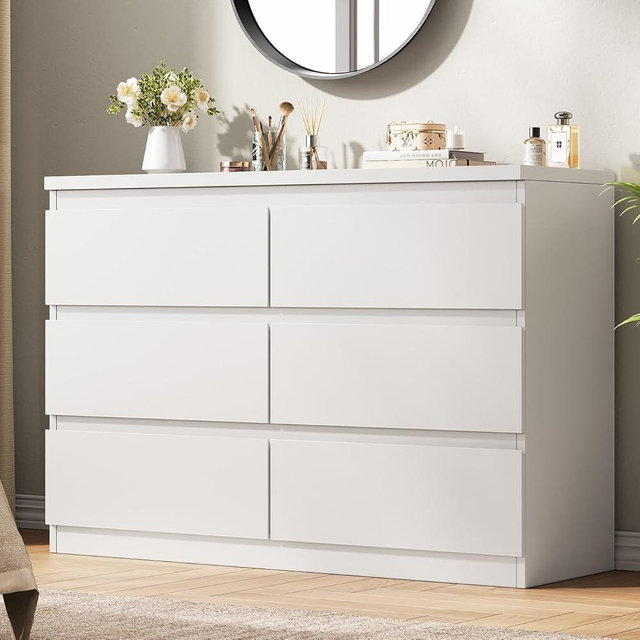 Jocoevol Dresser 6 Drawer Dresser for Bedroom (White)