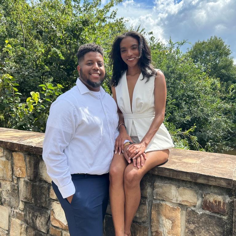 Taking engagement photos.