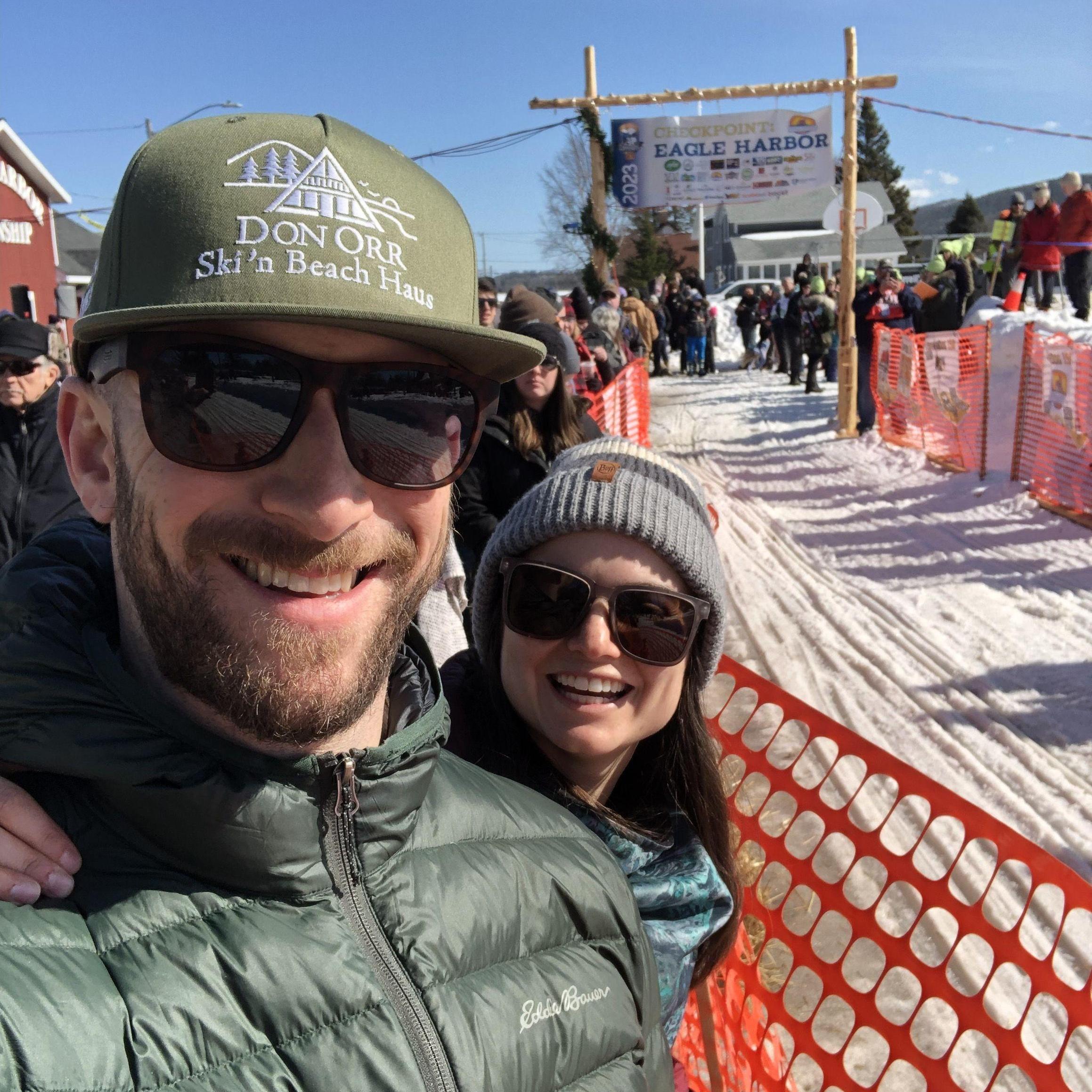 Watching the sled dog race in Eagle Harbor.