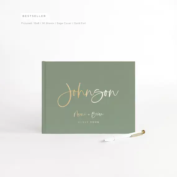 Wedding Guest Book | Real Gold Foil | Hardcover Landscape Guestbook | Photo Booth Ideas | Album Wedding | Design: Modern Minimalist