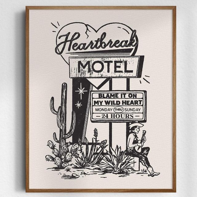Heartbreak Motel, Giclée Fine Art Print, Vintage Cowboy Art, Vintage Cowgirl Wall Art, Western Wall Decor, UNFRAMED