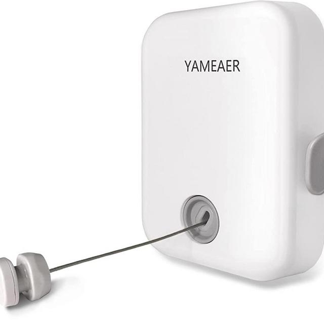 YAMEAER Retractable Clothesline Indoor Outdoor, Heavy Duty Wall Mounted Clothes Drying Laundry Line, Retracting Hanging Clothing Drying Rack, with Lock to Prevent Sagging Function