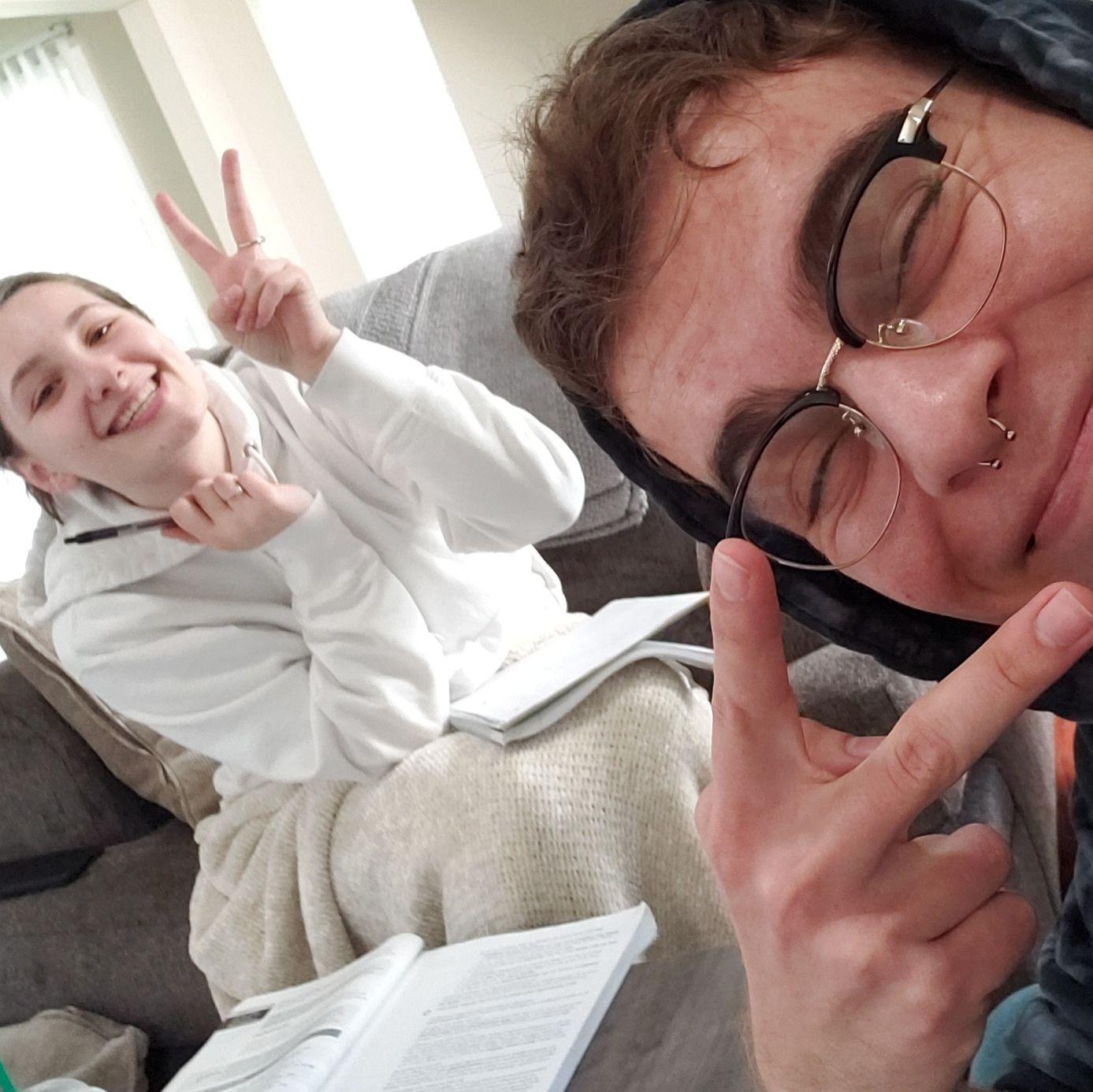This was the first photo we took studying for school together.
