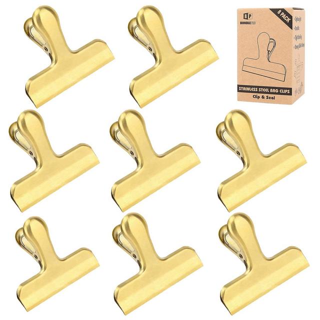 Pack of 8 Bag Clips, Stainless Steel and Heavy Duty Metal Bag Clip,Tightly  Seals Chip, Coffee, Bread or Cereal Bags to Keep Food Fresh, for Home