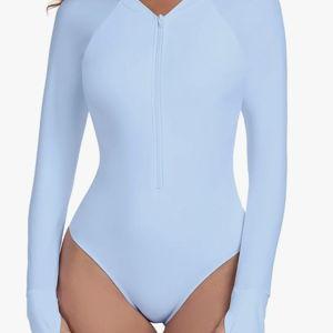 RELLECIGA Women's One Piece Swimsuits Long Sleeve Rash Guard UV Protection Surfing Swimsuit Bathing Suit