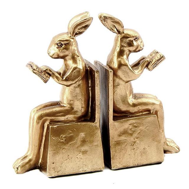 Bellaa 22883 Rabbit Bookends Studious Reading Bunny 7 Inch