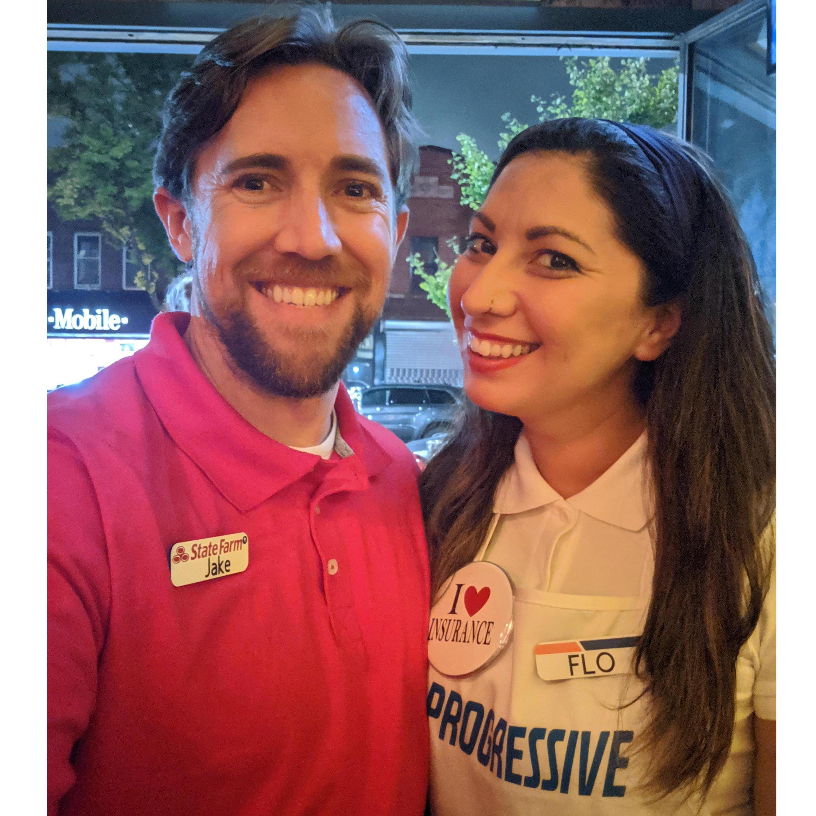 Jake and Flo, here for all your insurance needs! This Halloween costume earned us a huge gift certificate to a bar in Astoria, NYC the weekend of the NYC Marathon.