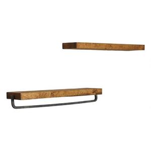 Set of 2 Floating Shelves with Towel Rack