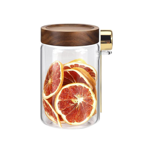 Foyofly Glass Food Storage Jar with Lids Spoon Glass Coffee Canister Borosilicate Glass Food Containers for Ground Coffee Beans Nut Pasta Sugar Candy Spice Rice Tea (900ml/30oz-1 pack-with spoon)