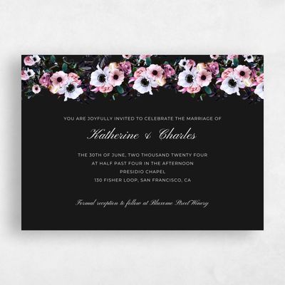 Black Wedding Invitation - Napa Border