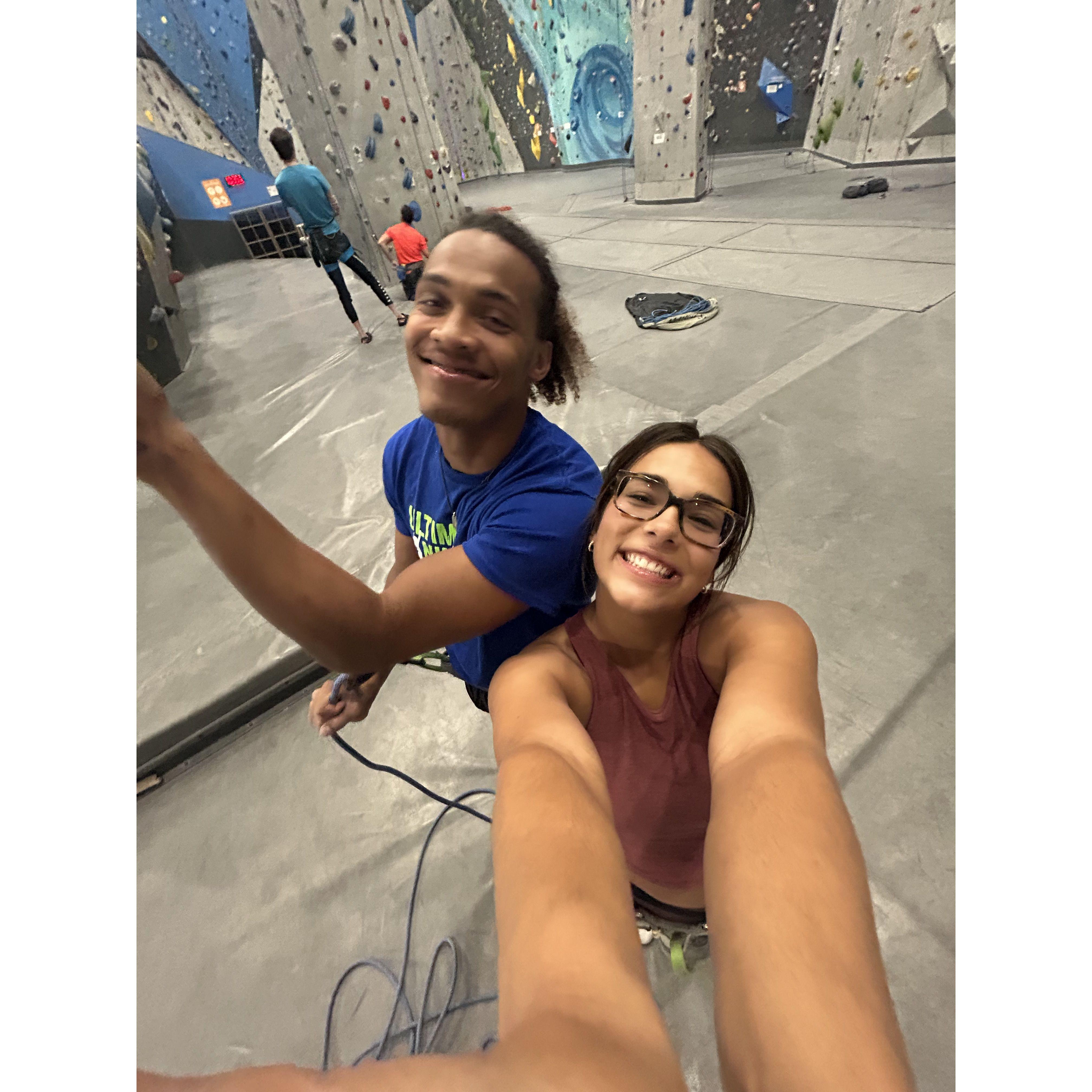 Another thing we love to do together is climbing! There is a local gym near us that we have memberships at!
